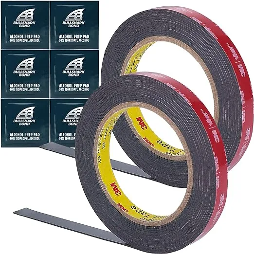 Bullshark Bond Black 3M Heavy Duty 0.5 inch Double Sided Tape Mounting Tape Waterproof Foam Tape VHB 5952, 15 Feet Length, Multipurpose for Car, LED