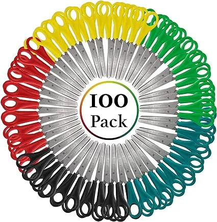 96 Pack Scissors 5 Inch Blunt Tip Kids Safety, Bulk Pack of Scissors Perfect for School & Craft Projects