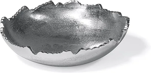 8.75” Silver Moon Decorative Metal Torn Hammered Asymmetrical Centerpiece Bowl