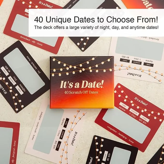 It's A Date!, 40 Fun and Romantic Scratch Off Date Ideas for Him, Her, Girlfriend, Boyfriend, Wife, or Husband, Perfect for Date Night, Special