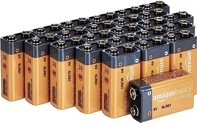 Amazon Basics 24-Pack 9 Volt Alkaline Performance All-Purpose Batteries, 5-Year Shelf Life, Packaging May Vary