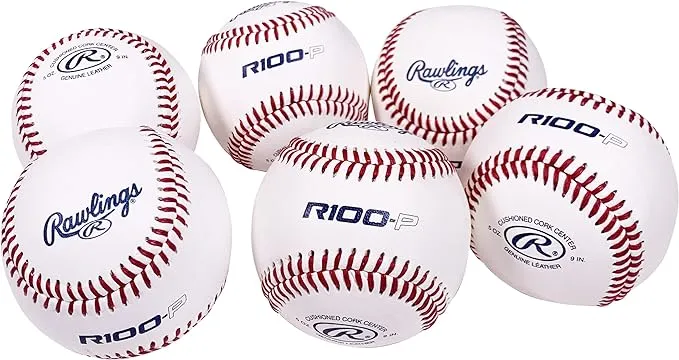 Rawlings | R100-P Practice Baseballs | Collegiate | High School | Youth | Flat/Raised Seam Options