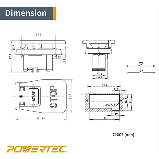 POWERTEC 71007 110/220V Paddle Switch