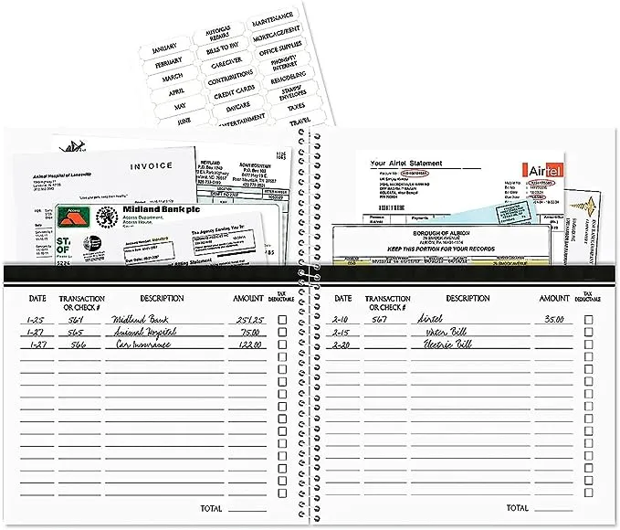 ©Mary Engelbreit Bill Paying Organizer Book - Personal Account book, 9" by 12 inch, Spiral-Bound, 14 Pockets, 32 Label Stickers, Bill Tracking