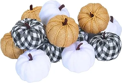 Ticlooc 12pcs Mixed Artificial Fake Harvest Pumpkins for Fall Wedding Thanksgiving Halloween Decoration