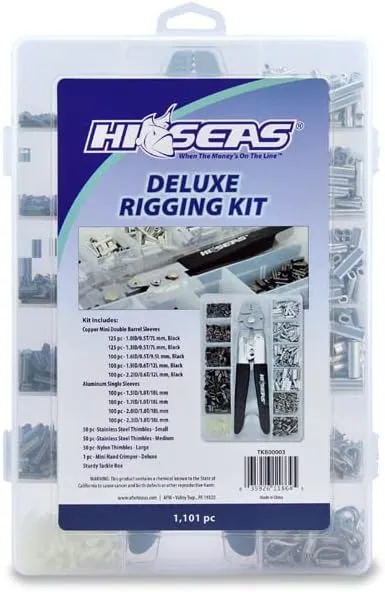 HI-SEAS Deluxe Fishing Rigging Kit - 1,101 Pcs Includes Hand Crimper, Thimble...