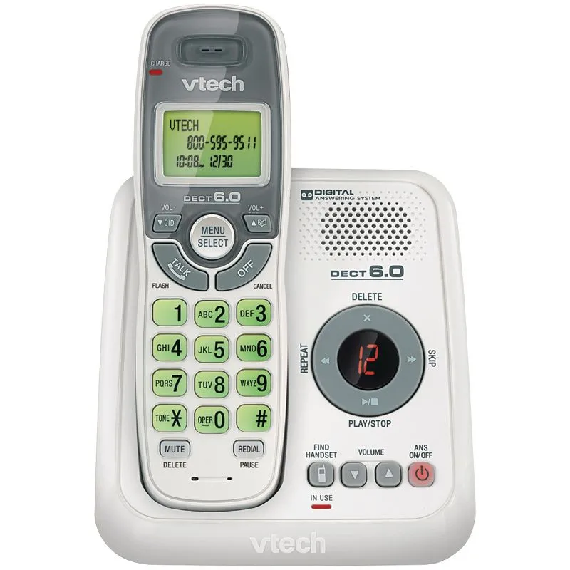 VTech DECT 6.0 Cordless Telephone, White (CS6124)