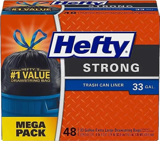 Hefty Strong Large Trash Bags, 33 Gallon, 48 CountHefty Strong Large Trash Bags, 33 Gallon, 48 Count