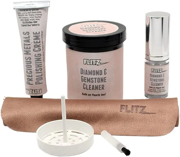 Flitz Complete Jewelry Cleaning Kit for Women &amp; Men - Glasses Cleaner, Jewelry Cleaner, Ring Cleaner, Silver Jewelry Cleaner - Includes Liquid