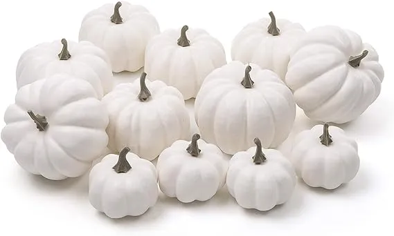 Ogrmar 12 Pack Artificial Assorted Pumpkins