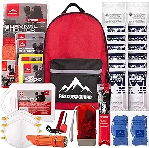 Rescue Guard First Aid Kit Hurricane Disaster or Earthquake Emergency Survival Bug Out Bag Supplies for Families - 72 Hours of Disaster Preparedness Supplies