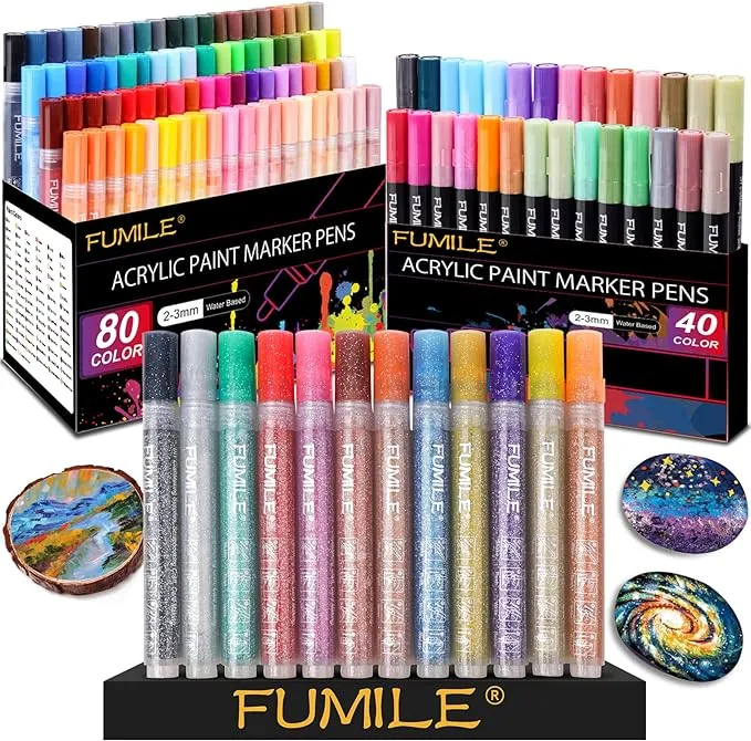 FUMILE ??? ?????? ??????? ????? ??????, Include Metallic Color(28PCS),Blink Color(12 PCS) and Normal Color(80PCS). Ideal for Rock, Wood, Metal, Plastic, Glass, Easter Egg.