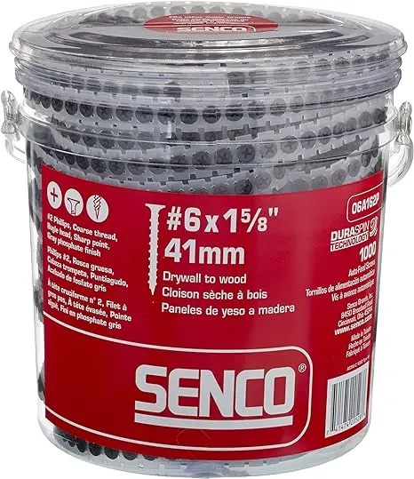 Senco 06A162P Duraspin# 6 by 1-5/8" Drywall to Wood Collated Screw (1, 000per Box)