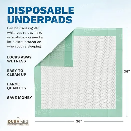 Chucks Pads Disposable [50-Pads] Underpads 36x36 Incontinence Chux Pads Heavy Absorbent Fluff Protective Bed & Pee Pads for Babies, Kids, Adults &
