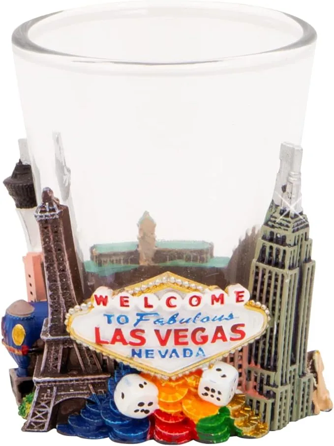 City-Souvenirs Las Vegas Shot Glass with 3D Wrap Landmarks