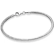 Miabella Solid 925 Sterling Silver Italian 3mm Snake Chain Bracelet for Women Men ...