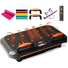 SQUATZ Vibration Plate Exercise Machine Set - Standing Vibrating Platform for Pain Relief, Lymphatic Drainage and Weight Loss - Board Includes 5pcs. Resistance Bands, Pilates Rods and Fitness MatSQUATZ Vibration Plate Exercise Machine Set - Standing Vibr