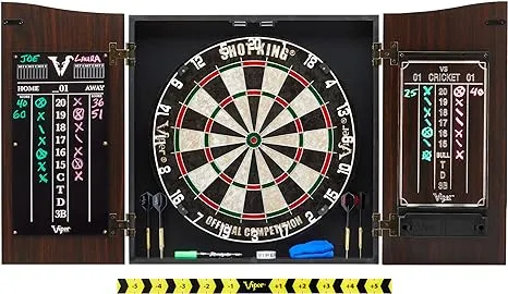 Viper Vault Deluxe Dartboard Cabinet with Shot King Sisal Dartboard and ...