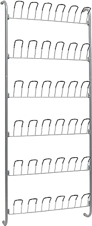 Organize It All Over-The-Door Hanging Wire Shoe Rack | Dimensions: 23.87" x 6.75" x 59.62" | Holds 18 Pairs | Durable | Closet Organization | Sliver