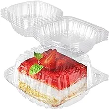 Disposable Plastic To Go Containers with Clear Lids (100 Pack) Fancy Hinged Top Square Clamshell Food Boxes for Take Out, Home Party Togo Clam Shell Box to Carry Cake, Dessert, 5 inch x 5 inch - 100 Count Sandwich