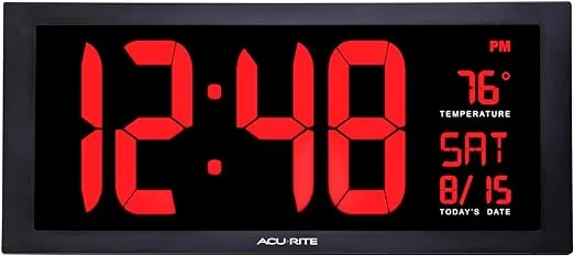 AcuRite 18 in. Large LED Clock with Indoor Temperature