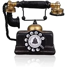 7 inch Creative Retro Telephones European Resin Rotary Dialing Telephone Decoration Cafe Bar Window Decorative Home Decoration Props (L: 7 1/4 inch X W: 3 1/8 inch X H: 6 1/4 inch)