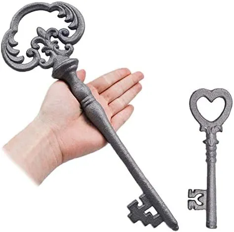 Zezzxu Large Cast Iron Skeleton Key, 2 PCS Vintage Cast Iron Decorative Wrought Iron Crafts Key for Home Wall DecorZezzxu Large Cast Iron Skeleton Key, 2 PCS Vintage…