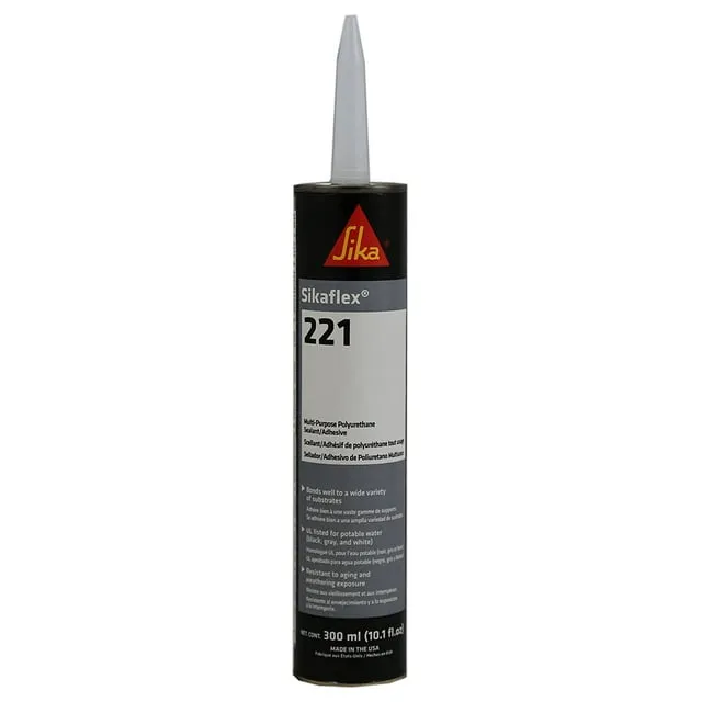 Sika Sikaflex 221 Multi-Purpose Polyurethane Sealant/Adhesive - 10.3oz(300ml) Cartridge - Black 90893