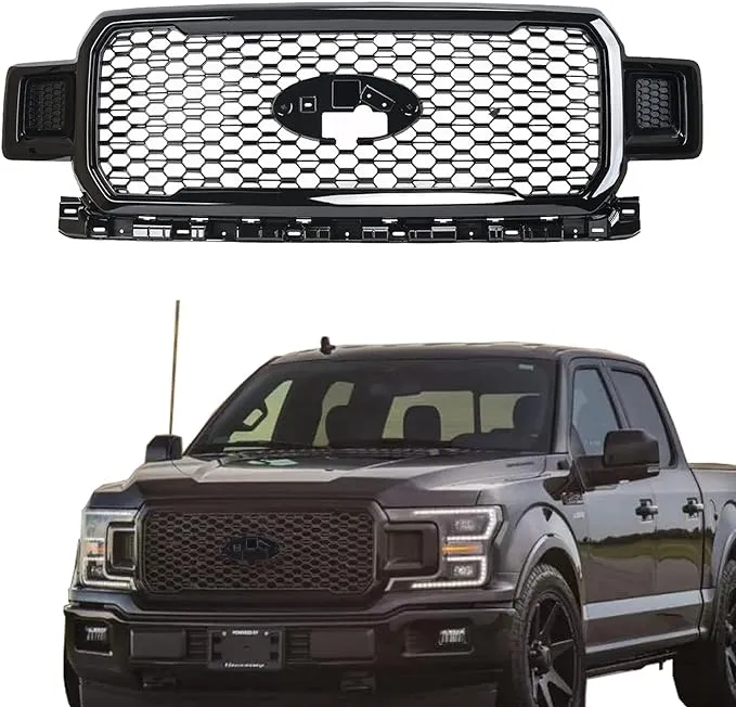 Front Grille Bumper Grill Assembly Fit For 2018-2020 F150 Agate Black 