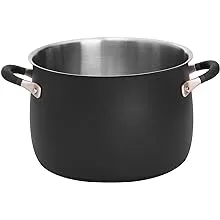 Meyer Stainless Steel Stockpot, 8 quart Stock Pot, 9.5" Induction Compatible Pot, Dishwasher Safe, Oven Safe, Matte Black with Silicone Handles, Accent Series Cookware, 24cm | 7.6L / 9.5 inch | 8 qt