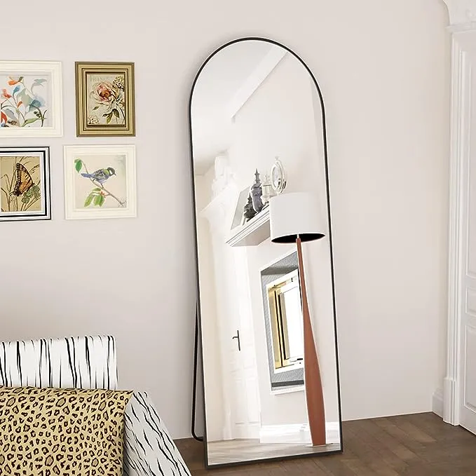 BEAUTYPEAK 58"x18" Full Length Mirror Arch Floor Mirror Wall Mirror Hanging or Leaning Arched-Top Full Body Mirror with Stand for Bedroom, Dressing Room, BlackBEAUTYPEAK 58"x18" Full Length Mirror Arch Floor Mir…