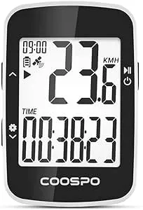 COOSPO BC26 Compteur Velo GPS, Bluetooth 5.0 Ordinateur Vélo Kilométrique Odomètre, Écran LCD rétroéclairé de 2.3 Pouces Compatible avec Strava,