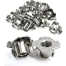 Stainless T-Nuts, 1/4"-20 inch, 25 Pack, Threaded Insert, Choose Size/Quantity,