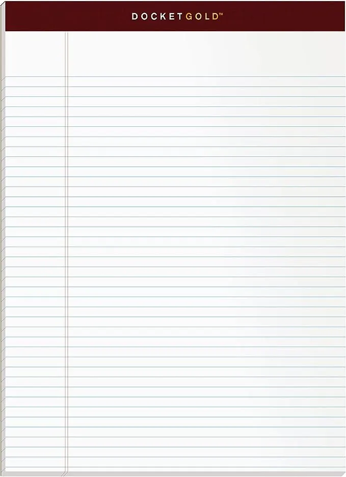 TOPS Docket Gold Notepads, 8.5" x 11.75", White, 50 Sheets/Pad, Dozen (63960)