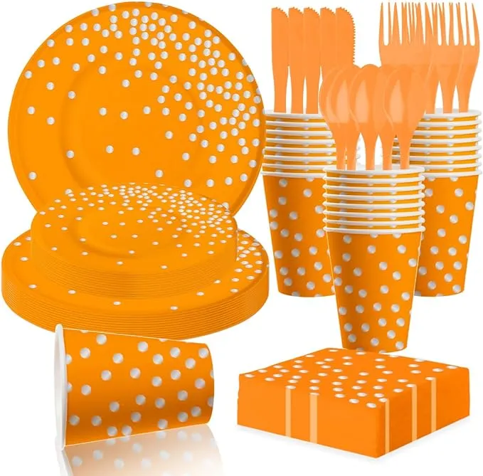 ZUIFUGUI 175 Pieces Orange Party Decorations,Or<wbr/>ange Sliver Plates and Napkins...