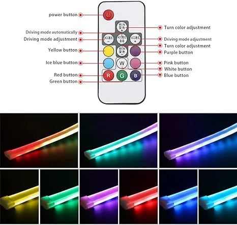 Flexible Car LED Strip Lights - RGB 2Pcs 17.71 inches Daytime Running Lights ...