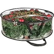 Clear Wreath Storage Bag 24 Inch Christmas Wreath Storage Container, Heavy Duty Wreath Protector with Handle for Holiday Seasonal Wreath Garland