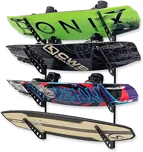 StoreYourBoard Adjustable Wakeboard Storage Rack, 4 Board Wall Mount Display