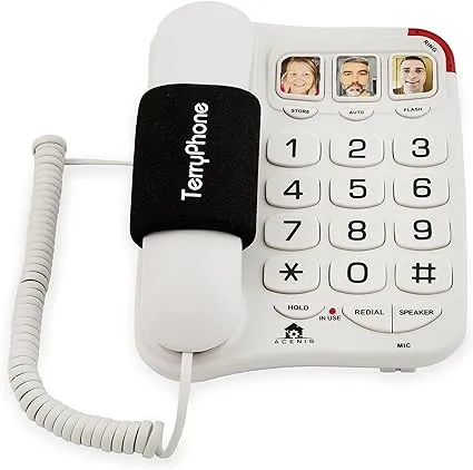 Big Button Phone for Seniors - Corded Landline Telephone - One-Touch Dialling for Visually Impaired - Amplified Ringer with Loud Speaker for Hearing Impaired, Ergonomic Non-Slip Grip