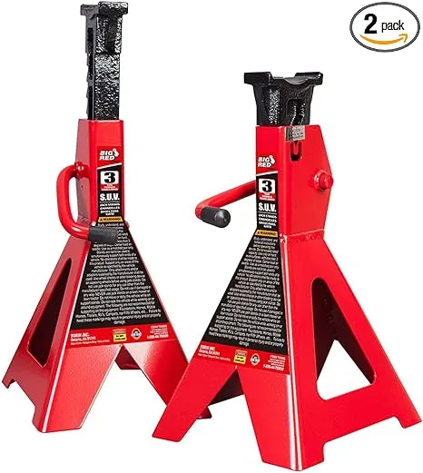 BIG RED T43006 Torin Steel Jack Stands (Fits: SUVs and Extended Height Trucks): 3 Ton (6,000 lb) Capacity, Red, 1 PairBIG RED T43006 Torin Steel Jack Stands (Fits: SUVs and…