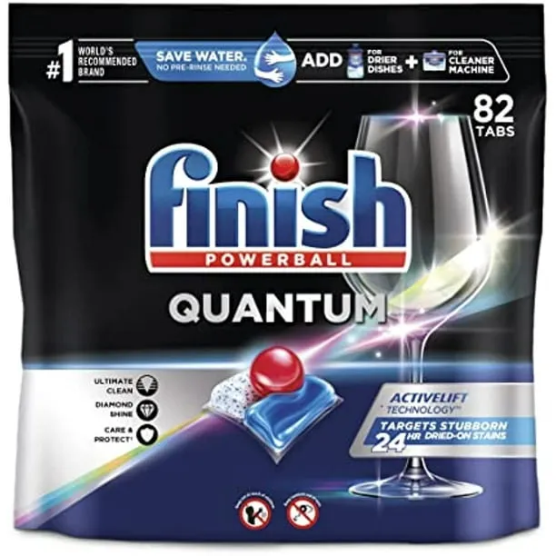 Finish - Quantum - 82ct - Dishwasher Detergent - Powerball - Ultimate Clean & Shine - Dishwashing Tablets - Dish Tabs (Packaging May Vary)