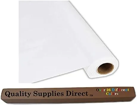 QSD Plastic Party Banquet Table Cover Roll - 300 ft. x 40 in. - 8ft Table Covers (White) (26 Colors Available) NO Folds or Creases (Super Fast Set UP) Quality Supplies Direct