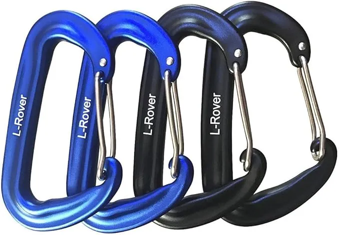 L-Rover Carabiner,12KN Lightweight Heavy Duty Carabiner Clips,Aluminium Wiregate Caribeaners for Hammocks,Camping, Key Chains, Outdoor and Gym etc,Hiking & Utility