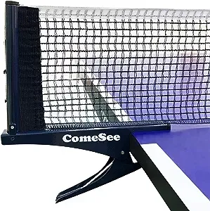 Comesee Kioos Collapsible Table Tennis Net Professional Steel Pingpong Net Clip Grip Mesh Training Competition Portable Tension Adjustable Post (Navy)