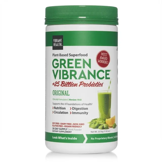 Vibrant Health, Green Vibrance +25 Billion Probiotics, Version 19.1, 23.83 oz (675.6 g)
