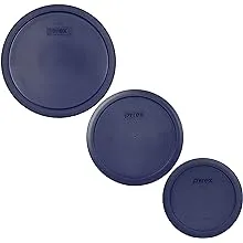 Pyrex (1) 7403-PC (1) 7402-PC and (1) 7201-PC Blue Plastic Replacement Lids