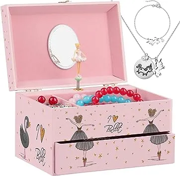 efubaby Jewelry Box for Girls Music &amp; 7.68x5.12x3.94<wbr/>in, Pink 