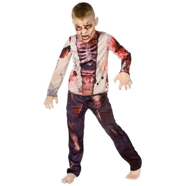 Bonuci 7 Pcs Child Boy Baseball Zombie Costume Scary Baseball Player Zombie Theme Party Costume Sets for Halloween Party