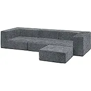 Delta Children Cozee 4-Piece Customizable Sectional Sofa Set, Grey