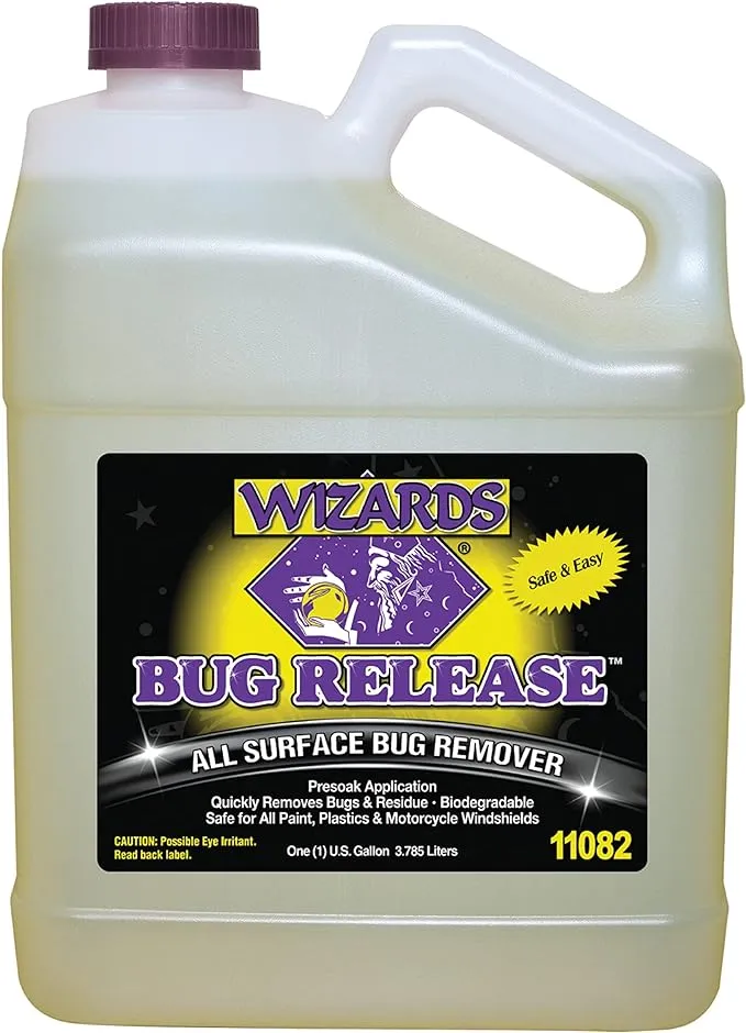 Wizards Bug Release - All Surface Bug Remover and Wash for All Vehicles - Softens and Neutralizes Acidic Bug Protein - Doubles as Spot Cleaner and Pre-Soak Car Cleaner - 1 Gallon